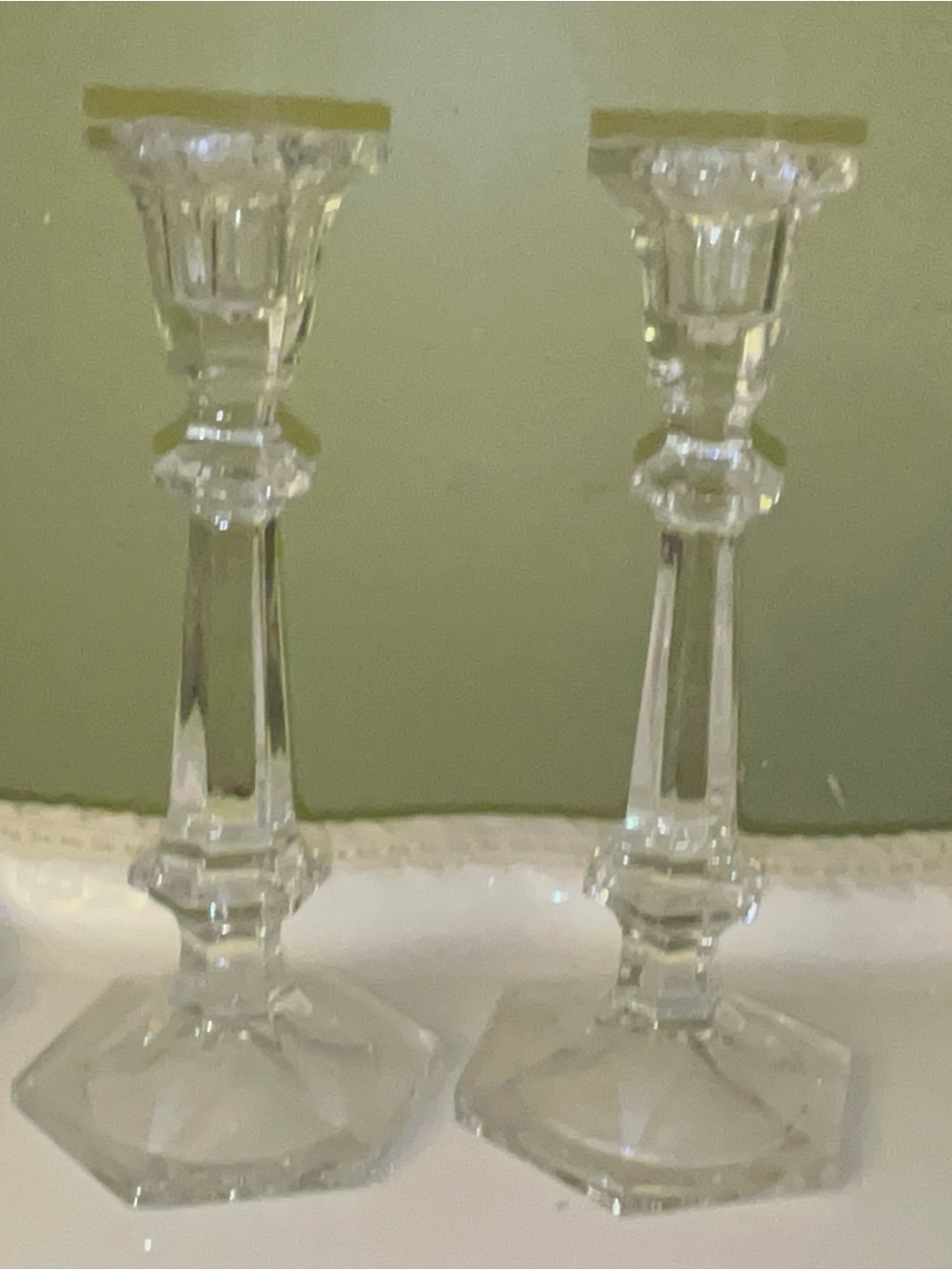 Clear Glass / Crystal Candlestick Holders Set of 2